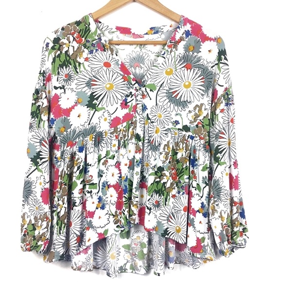 Zara Tops - ZARA • daisy floral peplum boho babydoll blouse